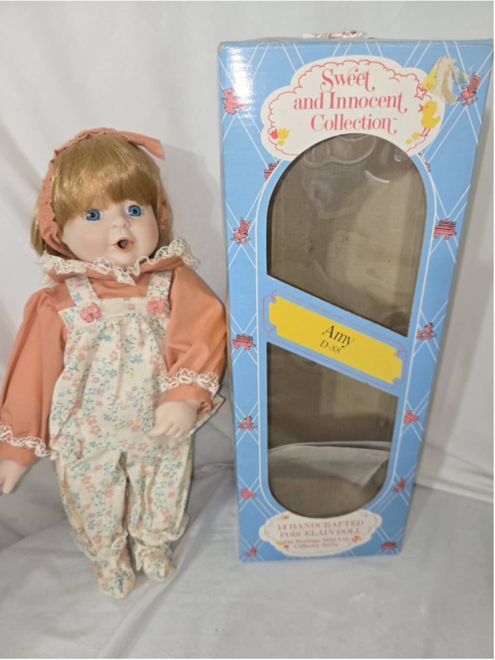 Porcelain Dolls "AMY" 15" Doll D-88 Sweet And Innocent Heritage Boxed Vintage